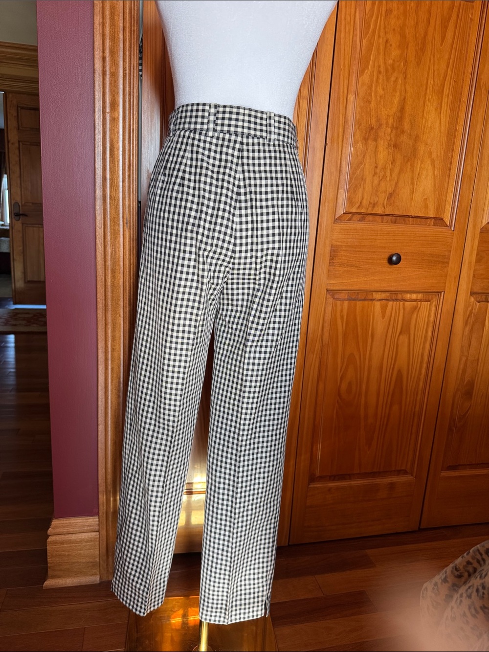 Escada Margaretha Ley Black and White Gingham High-Waist Trousers - Picture 3 of 4